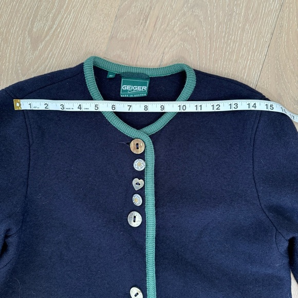 Geiger Austria Wiesn Oktoberfest Jacket Alpine Boiled Wool Cardigan Sweater Coat - Picture 10 of 16